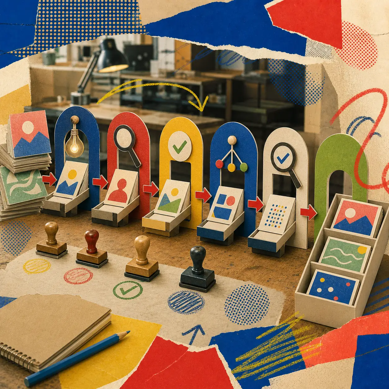 Editorial collage of a content review tool
