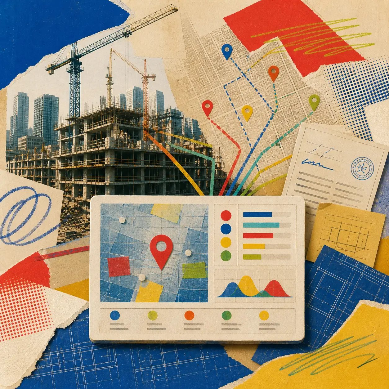 Editorial collage of construction opportunities